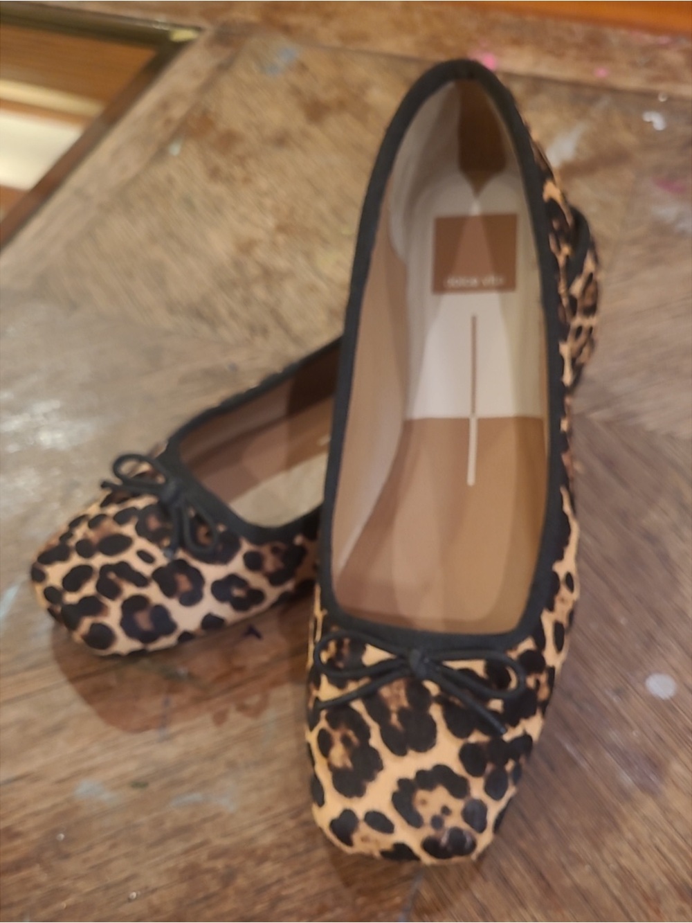 Dolce Vita Leopard Print Ballet Flats in Tan and Black